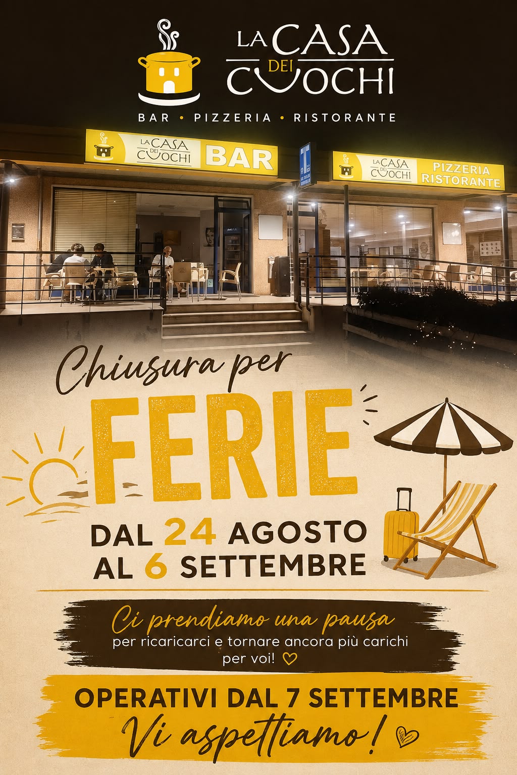 Chiusura per ferie estive - La Casa dei Cuochi